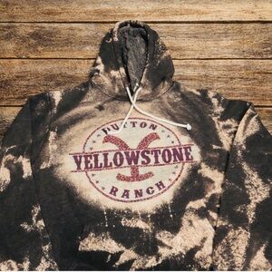 YELLOWSTONE Dutton Ranch Bella Canvas Dark Gray and Cream Hoodie